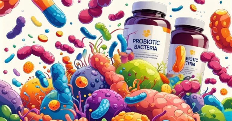 Colorful illustration of diverse probiotic bacteria supporting a healthy gut microbiome for best probiotics 2025