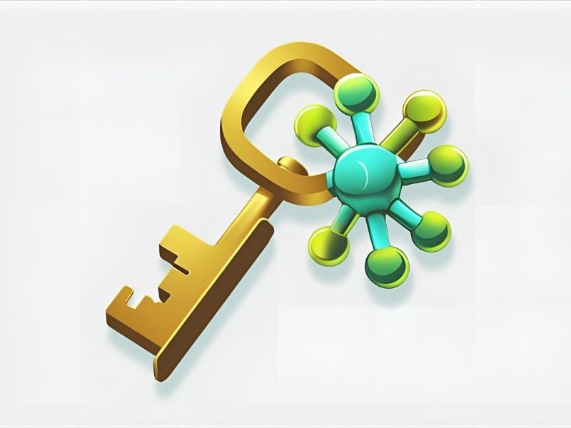 An infographic icon showing a key unlocking a molecule, representing the importance of bioavailability for curcumin.