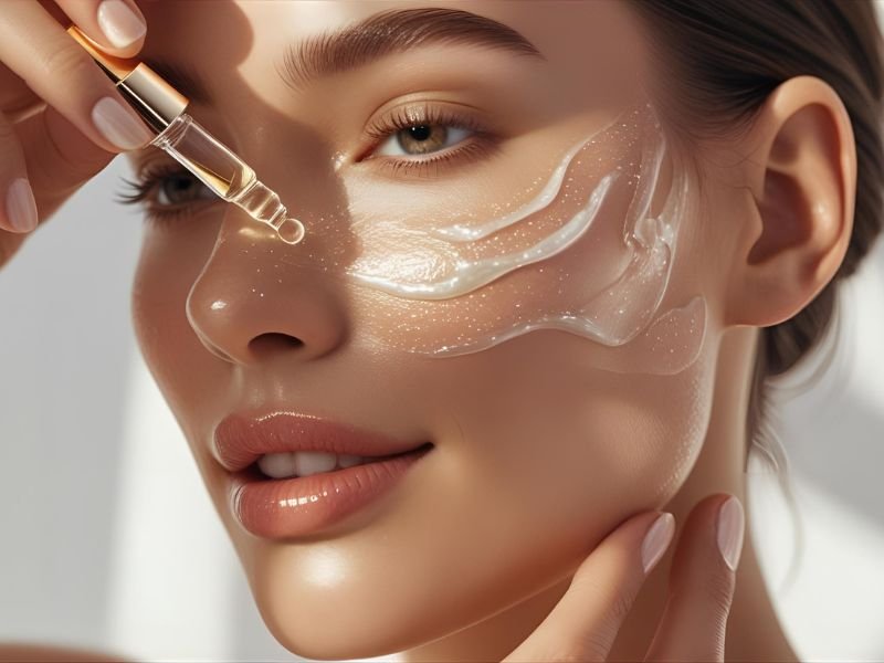 applying natural anti-aging serum