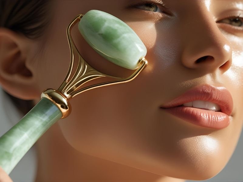 facial massage with jade roller