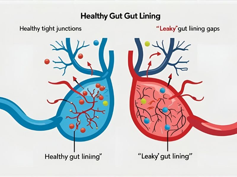 diagram of how leaky gut affects digestion and health