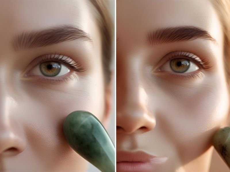 before and after puffiness jade roller