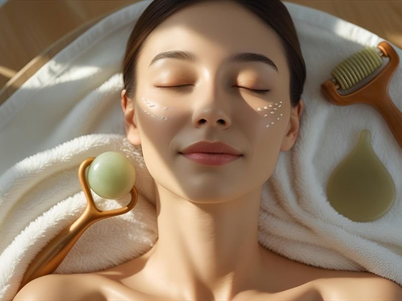 relaxing facial routine with both tools