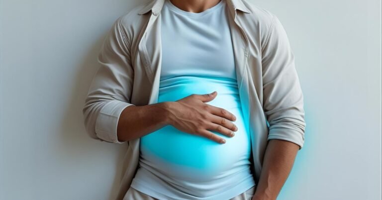 A person feeling relief, illustrating the effect of the best supplements for bloating and gas from iHerb.