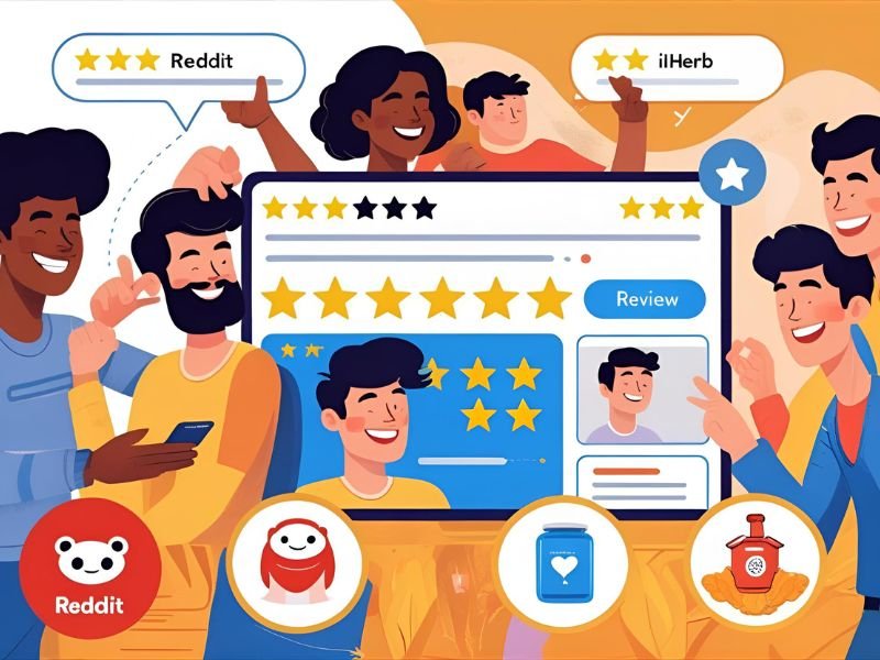 User testimonials and reviews for sleep supplements on iHerb and Reddit communities