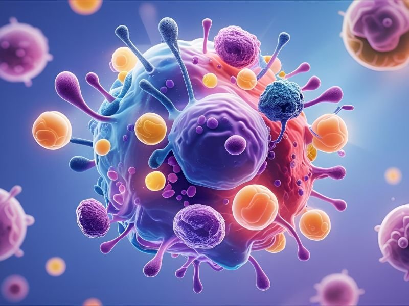 An abstract illustration of diverse, healthy gut bacteria, representing the goal of taking probiotics.