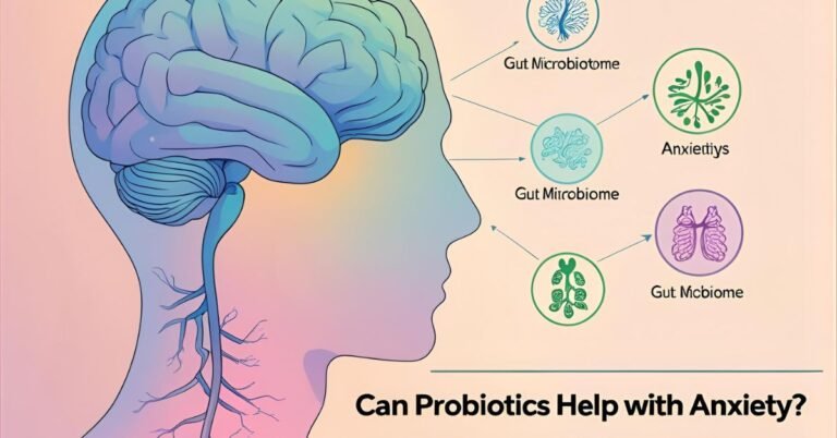 Can Probiotics Help with Anxiety? Illustration of gut-brain axis and calm mind, 2025